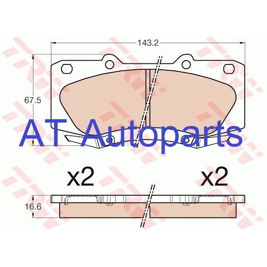 ผ้าเบรคชุดหน้า-toyota-hilux-vigo-fortuner-champ-pre-runner-ยกสูง-toyota-revo4wdกระบะตอนเดียว-gdb3534ut-trw-ราคาขายต่อชุด