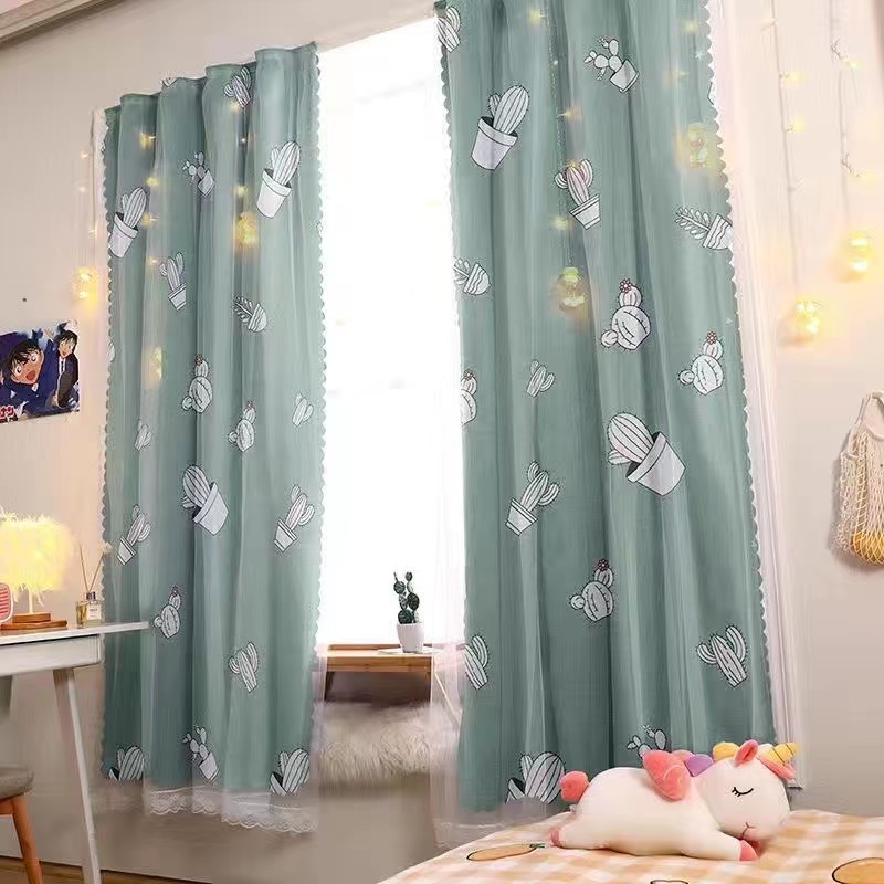 Nest ม่าน ผ้าม่านตีนตุ๊กแก ผ้ากั้นห้อง ลายการ์ตูน สไตล์มินิมอล ไม่ต้องเจาะผนัง - 5