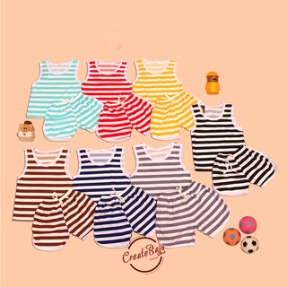 11.11 ชุดเสื้อแขนสั้น ลายทาง สําหรับเด็ก