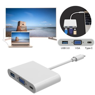 สินค้า 3-In-1 USB 3.1 Type C To VGA Adapter Cable Type-C USB 3.0 Charger Adapters