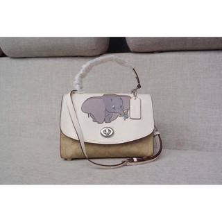 Coach Disney X Tilly Top Handle In Signature with Dumbo/Light Khaki Multi Coated Canvas Satchel