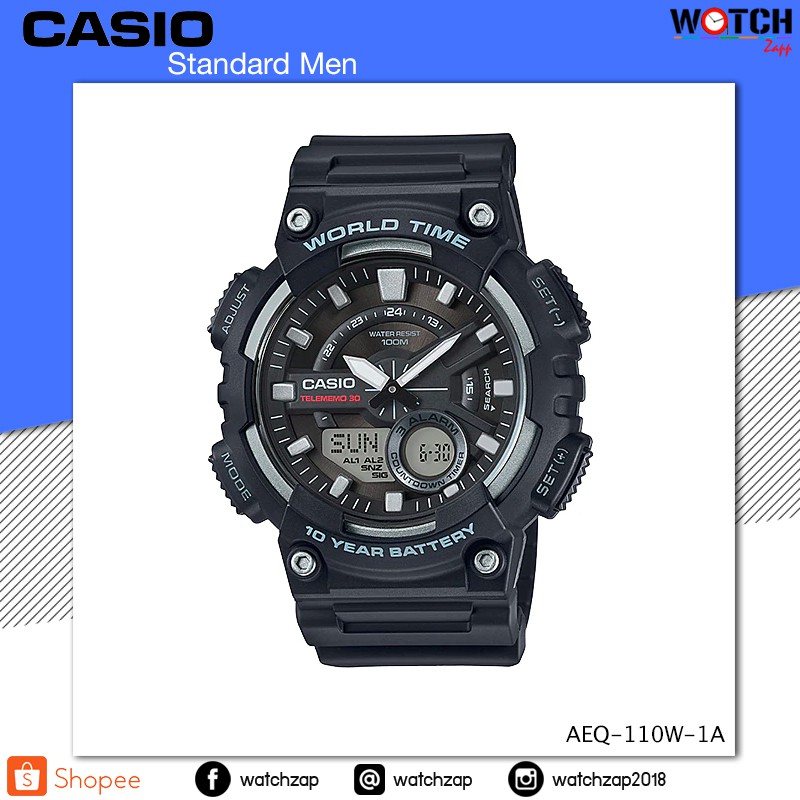 ภาพหน้าปกสินค้าCasio Standard นาฬิกาข้อมือ 10 year battery รุ่น AEQ-110W AEQ-110BW-9 จากร้าน watchzap บน Shopee