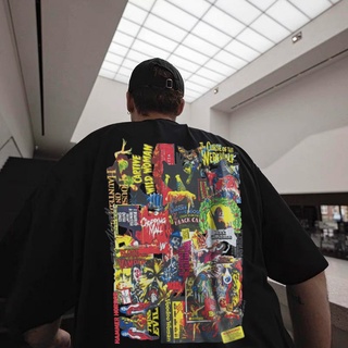 T-shirt  เสื้อยืดแขนสั้นลําลอง ผ้าฝ้าย ทรงหลวม ขนาดใหญ่ สไตล์ฮิปฮอป สําหรับผู้ชาย ไซซ์ S - 7XLS-5XL