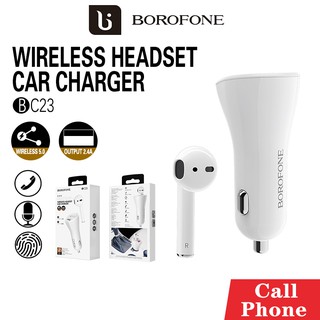 ที่ชาร์จในรถ + หูฟัง Car Wireless BOROFONE รุ่น BC23 ฟังเพลง รับสายได้ แบบไร้สาย ฟังวิทยุ รองรับ USB