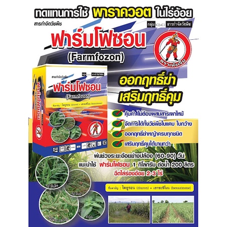 ยาฆ่าหญ้า-ในไร่อ้อย-ฟาร์มโฟซอน-ไดยูรอน-เฮกซะซิโนน-คุมและฆ่าในไร่อ้อย-สารกำจัดวัชพืช-พ่นได้-2-5-ไร่-ตายนานถึง-2-3-เดือน