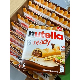 📌Nutella B-Ready📌 เวเฟอร์อบกรอบสอดไส้ช็อกโกแลตนูเทลล่า ขนาด 132 กรัม (1กล่อง มี6 ชิ้น)