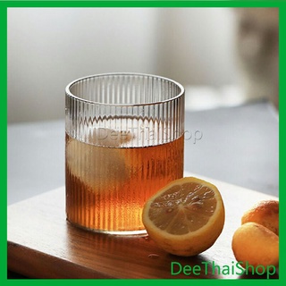 DeeThai แก้วไวน์สร้างสรรค์ ถ้วยกาแฟ ถ้วยใสในครัวเรือน สปอตสินค้า ลายทางแนวตั้ง ถ้วยชา glass cup