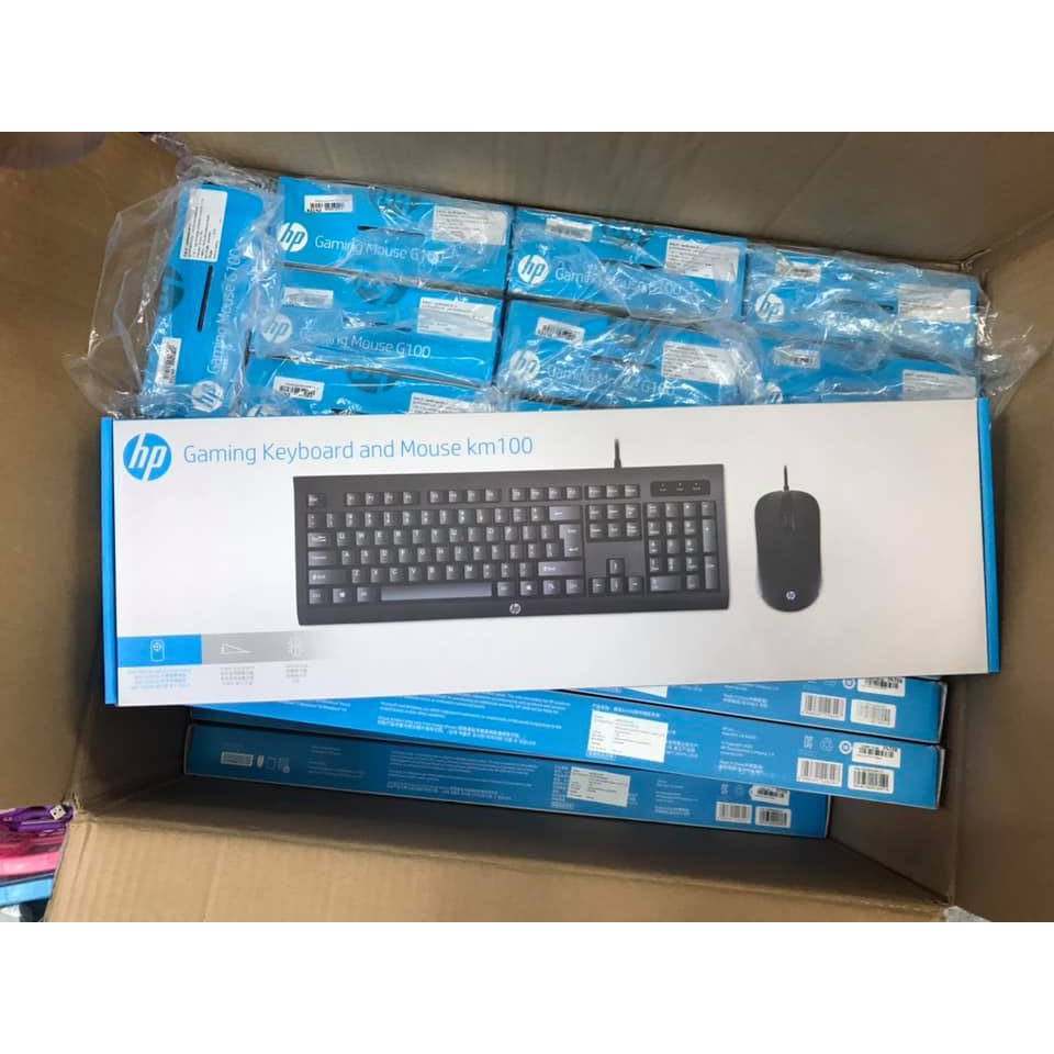 ส่งจากไทย-คีย์บอร์ด-และ-เม้าส์-hp-km100-พร้อมส่ง-keyboard-mouse