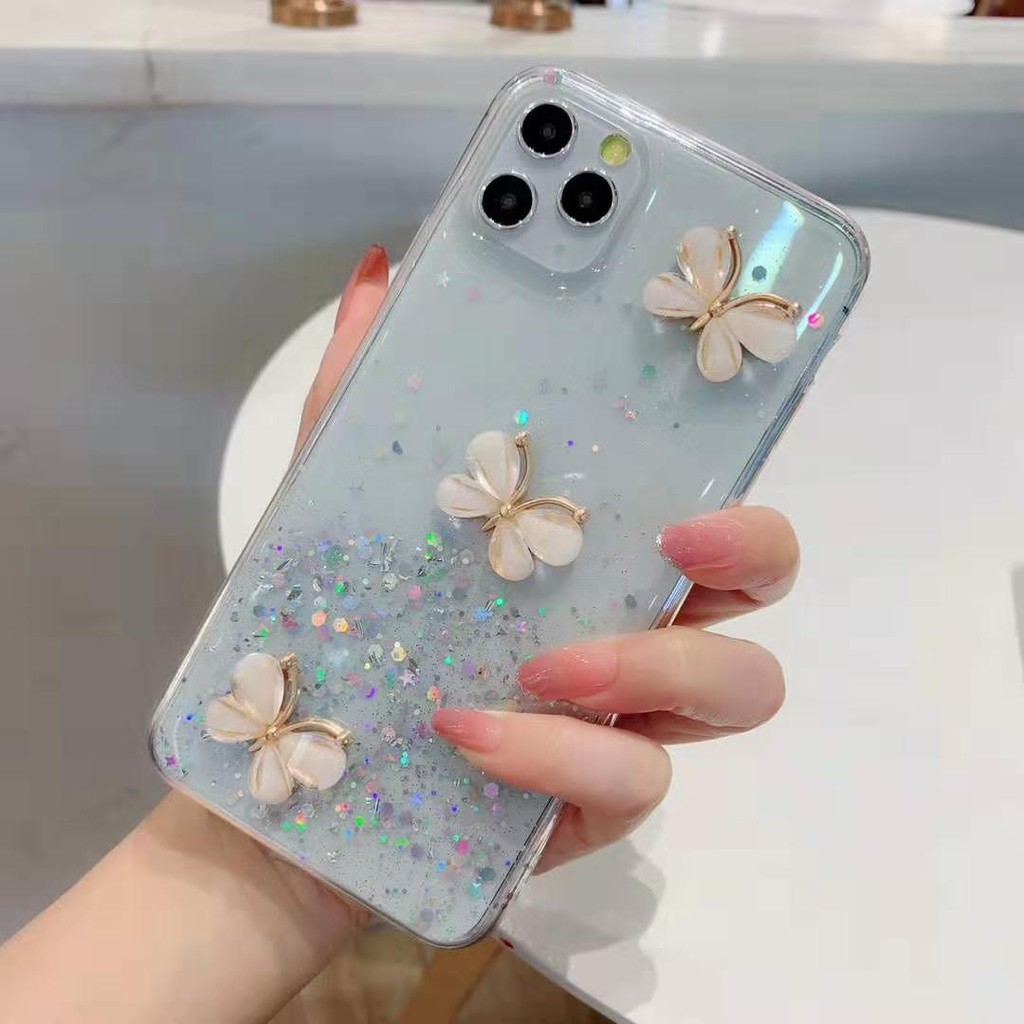 เคสโทรศัพท์มือถือแบบนิ่ม-tpu-ลายผีเสื้อ-3d-ระยิบระยับ-สําหรับ-oppo-realme-7i-c15-c12-c11-6-6s-5-5i-5s-c2-c1-a7-a5s