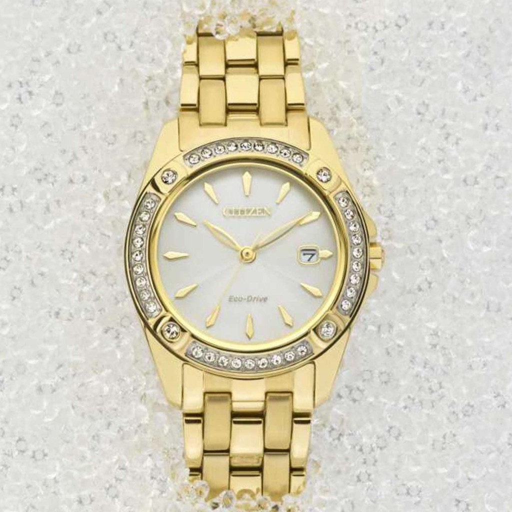 citizen-eco-drive-silhouette-crystal-นาฬิกาข้อมือผู้หญิง-สายสแตนเลส-รุ่น-ew2352-59p-gold