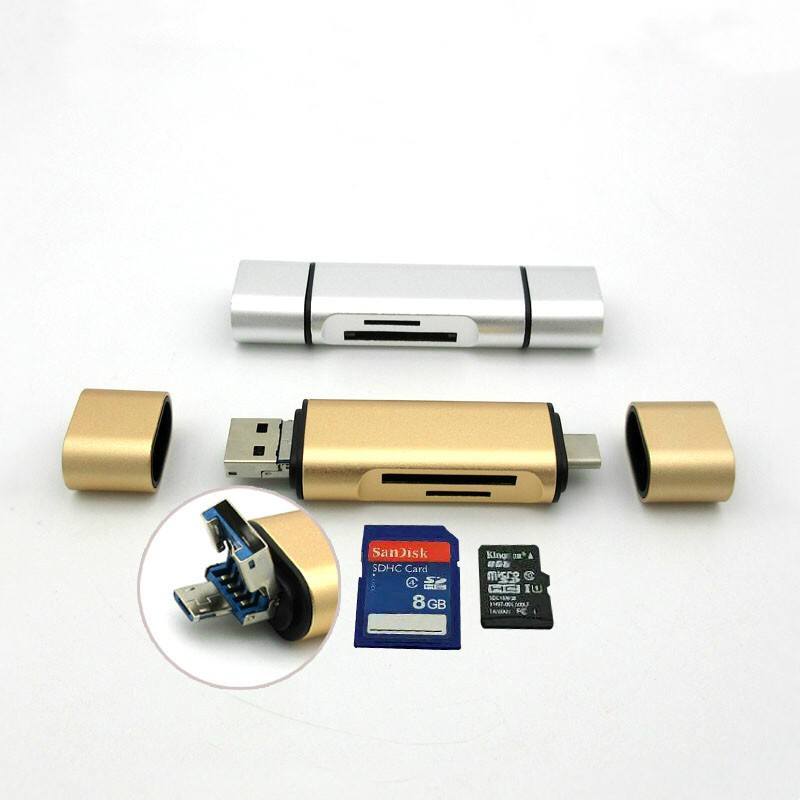 ภาพหน้าปกสินค้าSeenda 3 in1 OTG Type-C Card Reader USB 3.0 Cardreader USB A Micro USB Combo to 2 Slot TF SD Type C Card Reader