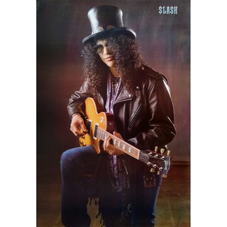 โปสเตอร์ รูปถ่าย นักดนตรี ร็อก Slash Guns N Roses POSTER 24"x35" Inch Guitar Players Hard Rock Heavy Metal V3