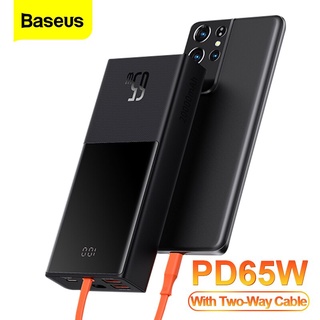 Baseus 65W Power Bank 20000mAh USB C PD Quick Charge Fast Charger Powerbank Wtih Cable External Battery For iPhone Xiaomi Laptop