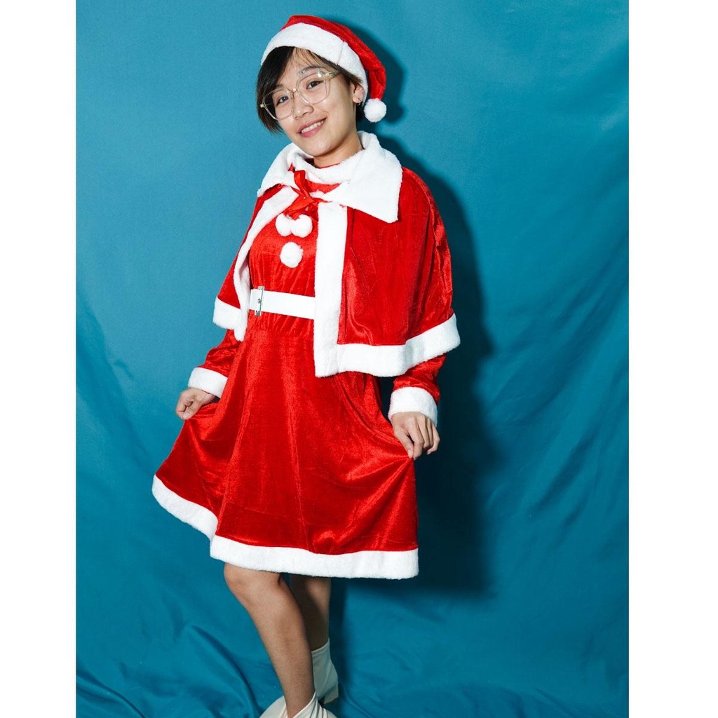 ภาพสินค้าชุดซานต้า ชุดซานตาครอส สำหรับผู้ใหญ่ ผ้ากำมะหยี่อย่างดี ครบเซ็ท FREE SIZE X-mas จากร้าน jtong0004 บน Shopee ภาพที่ 3