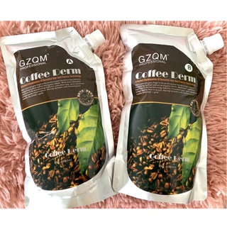 ครีมยืดผมตรง  Coffee Derm ครีมยืดกาแฟ  ยืดผมตรง แบบออร์แกนิก ตรง เงา สวย (A)1000ml +(B) 1000ml (1ชุด=2ถุง)