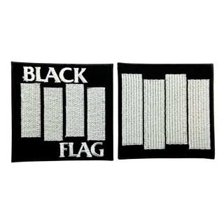 Black Flag ตัวรีดติดเสื้อ หมวก กระเป๋า แจ๊คเก็ตยีนส์ Hipster Embroidered Iron on Patch  DIY