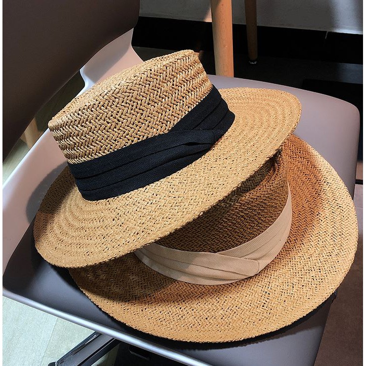 ราคาและรีวิวรหัส 00 หมวกไปทะเล หมวกสานรุ่นปีกกว้าง หมวกสานDumont รุ่น  สินค้าพร้อมส่ง หมวก Boater Hat หมวกสานทรงแข็ง