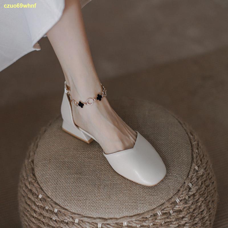 จัดส่งทันที-baotou-รองเท้าแตะส้นสูงผู้หญิง-2022-ใหม่โซ่ส้นหนาอเนกประสงค์อ่อนโยน-mary-jane-shoes