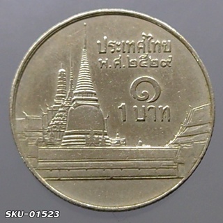 เหรียญ 1 บาทหลังวัดพระศรืๆ (ช่อฟ้าสั้น) พ.ศ.2529 ผ่านใช้ (ตัวติดลำดับ1)