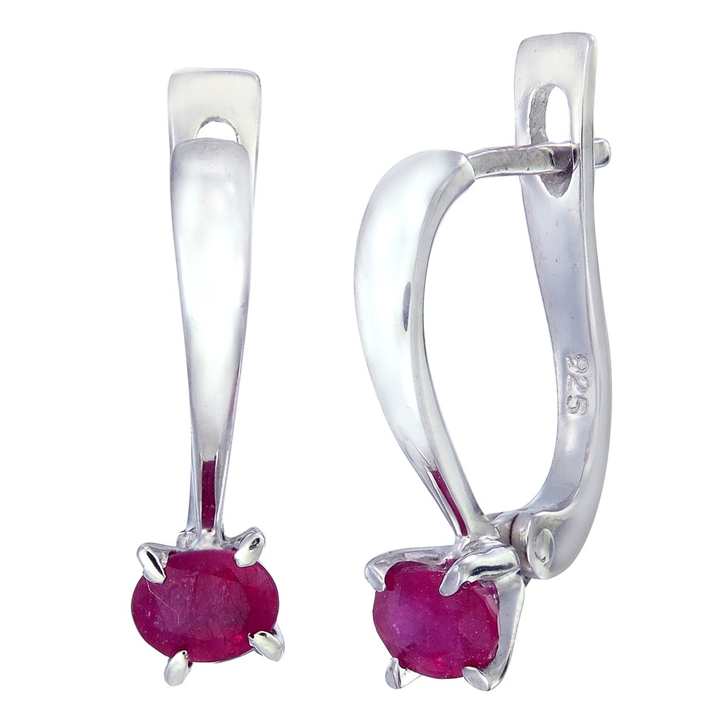 ต่างหูทับทิมแท้-เงิน-92-5-ชุบโรเดียม-earring-ruby-silver-92-5-rhodium-plating