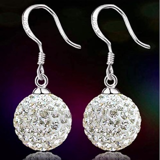 ต่างหูคริสตัล crystal earring แบบคล้อง ก้านเงินแท้ มีหลายสีให้เลือก