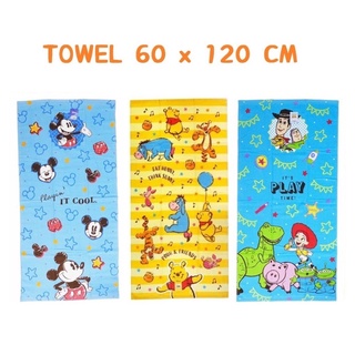 ผ้าเช็ดตัว 60x120 ซม. Mickey Minnie Disney Pooh Toy Story ผ้าขนหนู มิกกี้ มินนี่ หมีพูห์ ผ้าเช็ดตัวเด็ก