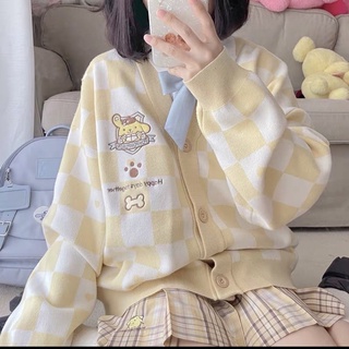 [ Pre-Order 💕] เสื้อแขนยาว Sanrio ลายตารางหมากรุก My Melody Cinnamon Pompompurin Kuromi สีสวยมากก