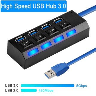 USB HUB 3.0 4พอร์ต USB 3.0 HUB Splitter พร้อมบน/ปิด USB C Hab ความเร็วสูง 5Gbps สำหรับ PC คอมพิวเตอร์อุปกรณ์เสริม