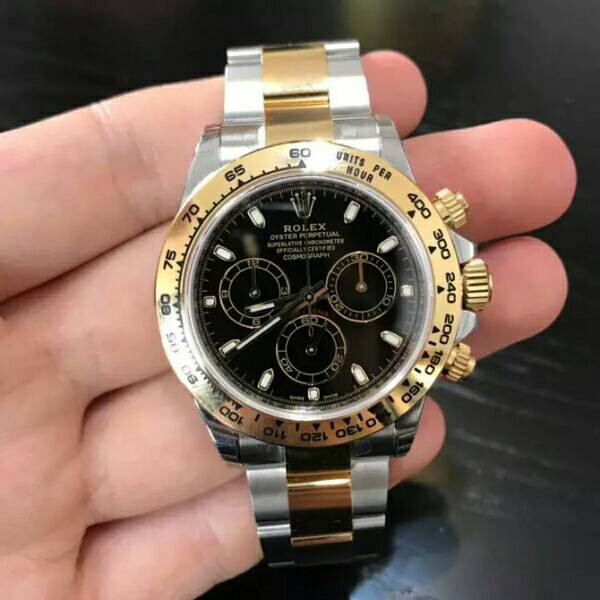 rolex-daytona-daytona-gold-black-plate-116503-นาฬิกาแฟชั่นสำหรับผู้ชาย