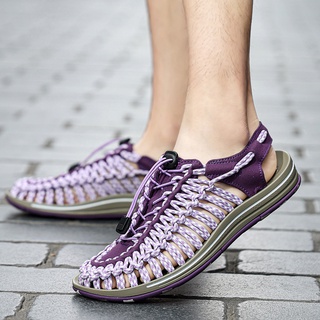 (สีม่วงใหม่) Sd31 รองเท้าแตะถักสำหรับบุรุษและสตรี