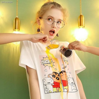 เสื้อยืดเครยอนชินจังCrayon Shin-Chan T-shirt▨ผ้าฝ้าย 100% ดินสอสีชินจังร่วมหลวมเกาหลีเสื้อยืดแขนสั้นหญิง 2021 ใหม่เสื้อค