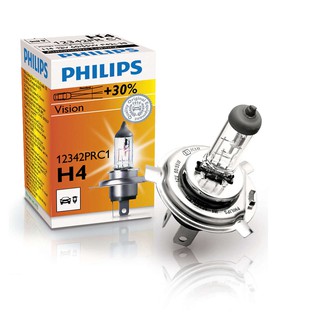 หลอดไฟหน้ารถยนต์ PHILIPS H4 60/55w 12v Premium Vision เพิ่มความสว่าง+30% หลอดไฟรถยนต์ (1 หลอด)