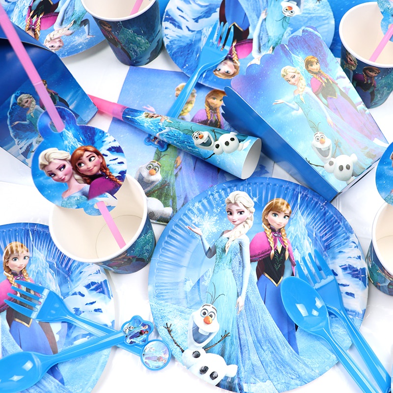 ชุดช้อนส้อม-กระดาษ-ลายการ์ตูน-frozen-สีฟ้า-สําหรับตกแต่งปาร์ตี้วันเกิดเด็ก