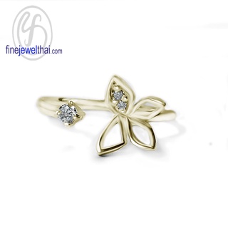 Finejewelthai-แหวนผีเสื้อ-แหวนเพชร-เพชรสังเคราะห์-แหวนเงินแท้-Butterfly-Diamond-CZ-Silver-Ring-R1443czg/ pg
