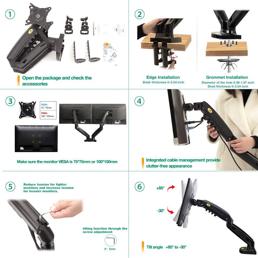 ขาตั้งจอคอม-ขาตั้งหน้าจอคอม-แบบ-2-จอ-ขายึดจอคอม-รุ่น-nb-f160-gas-spring-desktop-dual-lcd-รองรับจอขนาด-17-30-นิ้ว