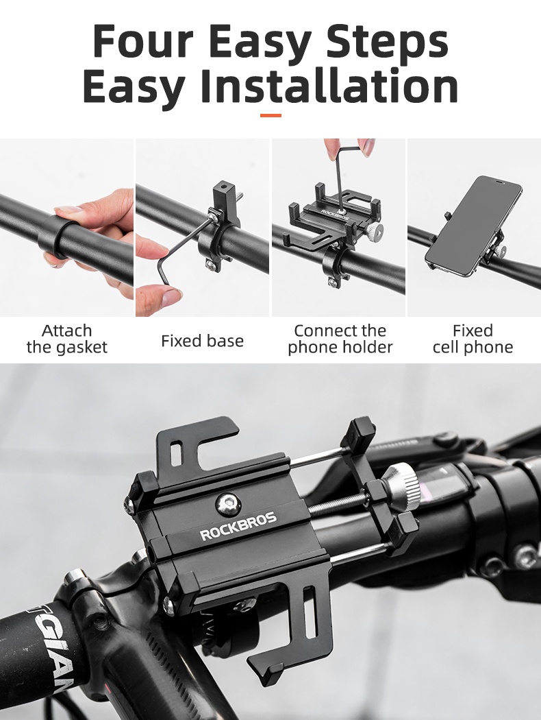 รูปภาพเพิ่มเติมเกี่ยวกับ Rockbros ที่วางโทรศัพท์อลูมิเนียมอัลลอยด์ CNC สําหรับรถจักรยานยนต์ไฟฟ้า