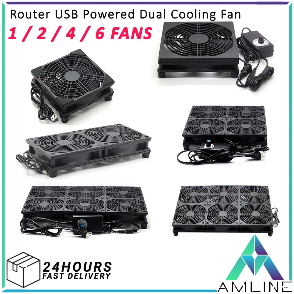 2500RPM USB Powered Cooling Modem Router กล่องทีวี 5V Dual USB Powered ...