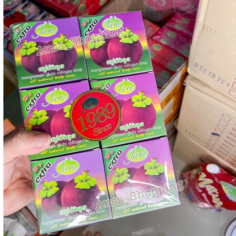 สบู่มังคุด-jam-สูตรใหม่-ใหญ่กว่าเดิม-mangosteen-gluta-collagen-soap-ขายมานานกว่า-30ปี