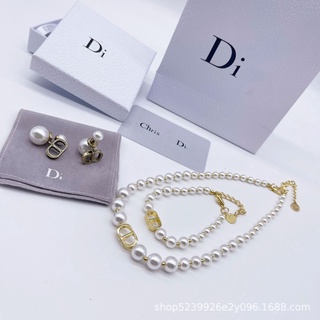 ภาพขนาดย่อสินค้าWhite Pearl Necklace CD Letter Bracelet Necklace Fashion Necklace