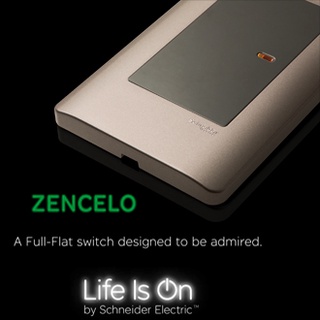 Zencelo Full Flat Switch สวิตช์ไฟ เรียบหรูมีดีไซน์ แบรนด์ ชไนเดอร์ อิเล็คทริค สีน้ำตาล BZ และสีาว WE