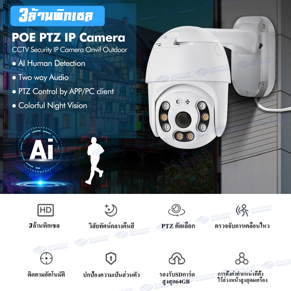 ภาพสินค้ากล้องวงจรปิด IPX outdoor 3ล้าน กล้องรักษาความปลอดภัย กันน้ำ กันฝน HDพร้อมโหมดกลางคืน WIFI 5 X ซูมกลางแจ้ง กล้องสีเสียง จากร้าน jx_bangkok บน Shopee ภาพที่ 1