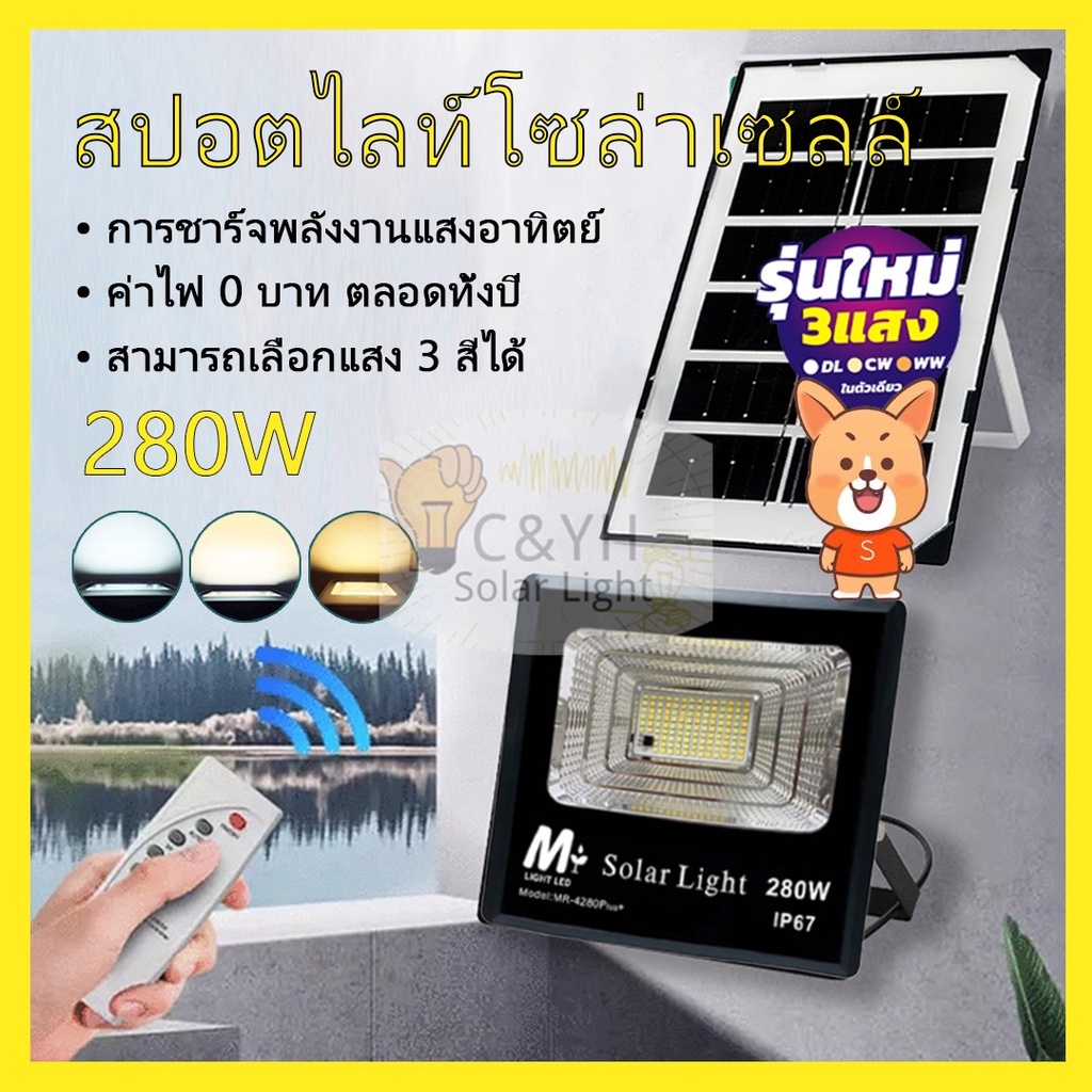 สปอร์ตไลท์โซล่าเซลล์-ไฟโซล่าเซลล์-280wโคมไฟโซล่าเซลล์-โซล่าเซลล์สปอตไลท์-กันน้ำกลางแจ้ง-mr-4280