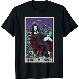 เสื้อยืดผ้าฝ้ายพิมพ์ลาย เสื้อยืด พิมพ์ลาย The Empress Tarot Card Halloween Vampire Gothic Horror Witch สําหรับผู้ใหญ่