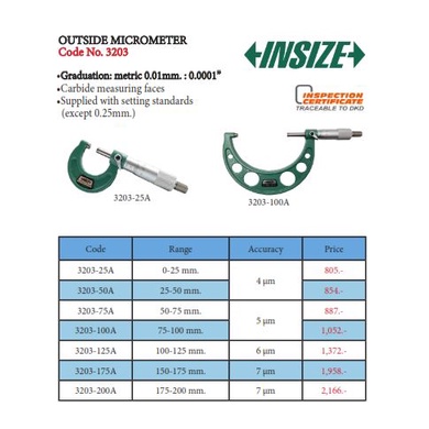 ไมโครมิเตอร์วัดภายนอก-outside-micrometers-รุ่น-3203-ความละเอียด-0-01-มม-ความแม่นยำ-0-002-มม