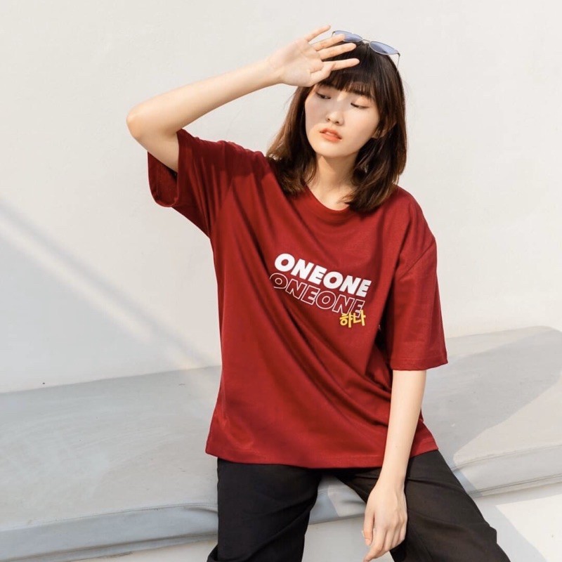 97x-redwine-oneone-oversize-เสื้อโอเวอร์ไซส์-เสื้อสีแดงเลือดหมู