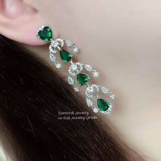 Diamond Earring ต่างหูเพชร ต่างหูออกงาน  ตกแต่งด้วยเพชร CZ แท้ งานสวยน่ารัก ดีไซส์เก๋มากๆค่ะ