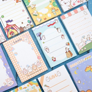 กระดาษโน๊ตลายการ์ตูนสัตว์น่ารัก 1 คัพ 100 แผ่น