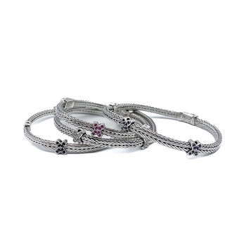 DSP กำไลข้อมือถักลายสองชั้นกระดูกงู รักนิรันด์ เงินแท้ 92.5% : DSP 925 Sterling Silver Sapphire Bracelet