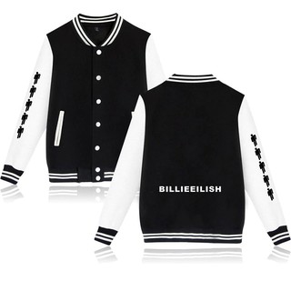 Billie Eilish Baseball Jacket เสื้อแจ็กเก็ตเบสบอล ผ้าฝ้าย ทรงหลวม ขนาดใหญ่ สไตล์ฮิปฮอป สตรีท สําหรับผู้ชาย และผู้หญิง XXS-4XL 283