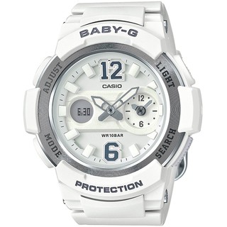 Casio Baby-G BGA210 สาวผลึกนาฬิกาผู้หญิงนาฬิกาสปอร์ตสีขาวเงิน BGA-210-7B4